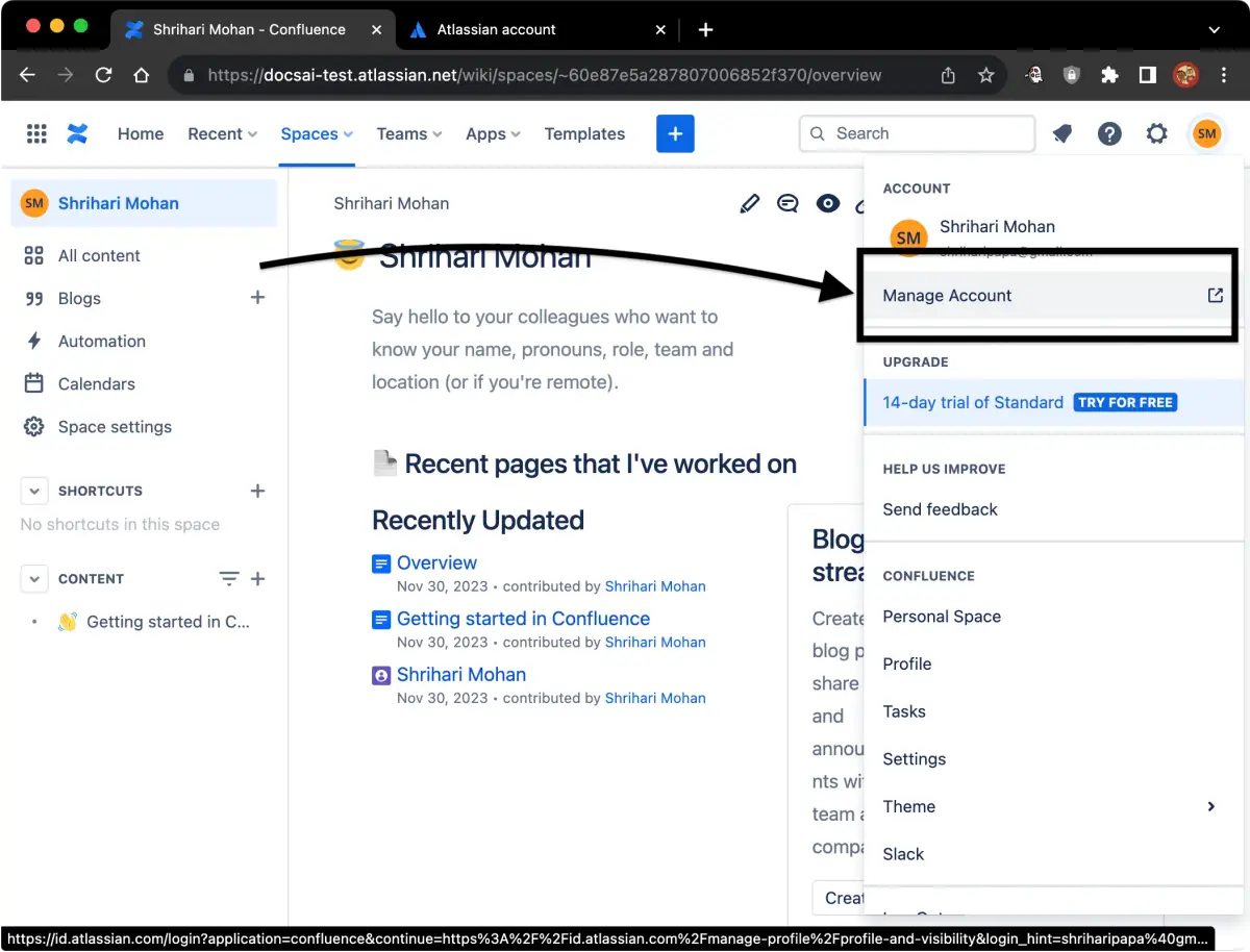 Confluence API token steps